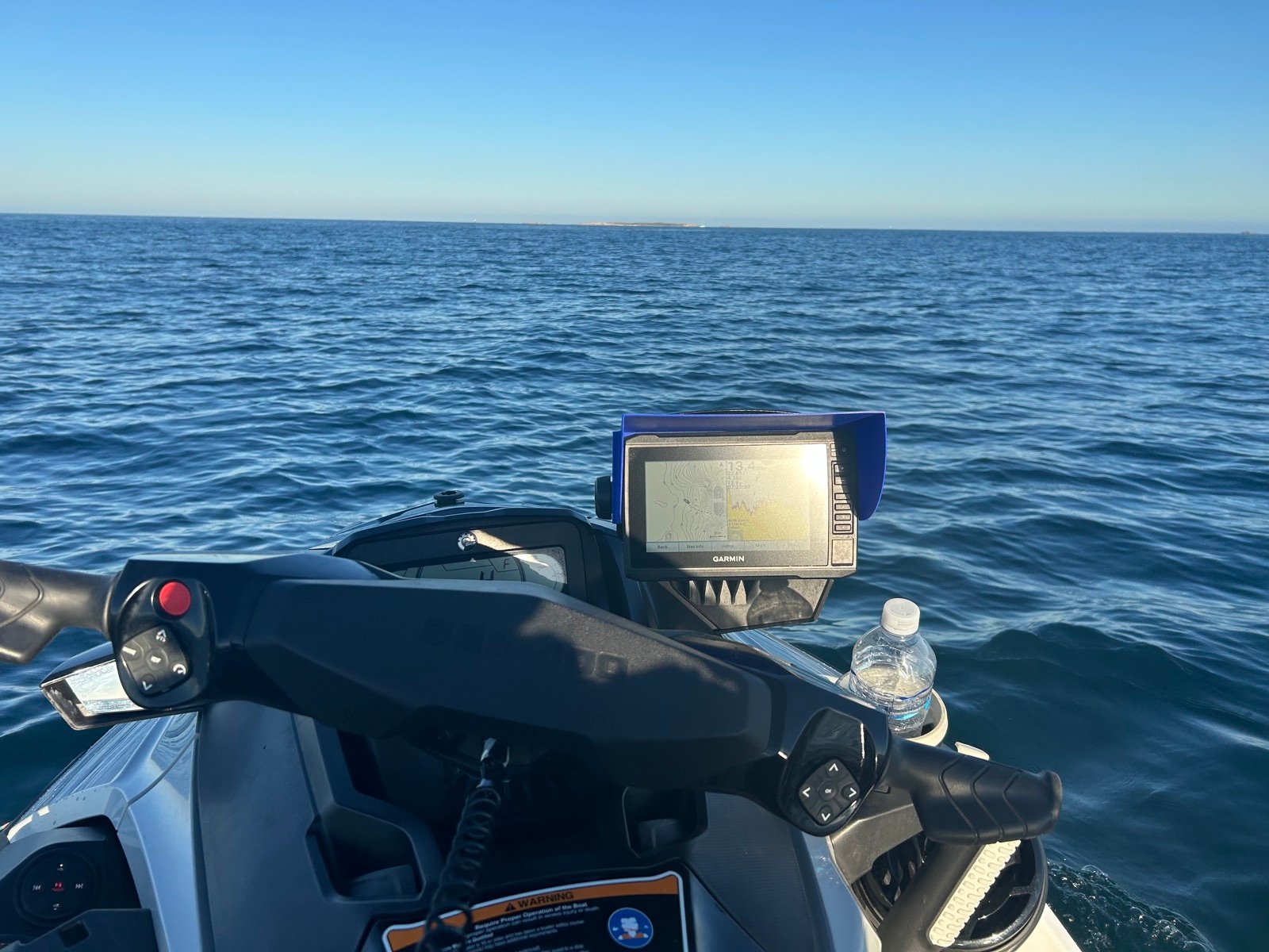 Blue JetSkiVisor on Garmin display at sunrise